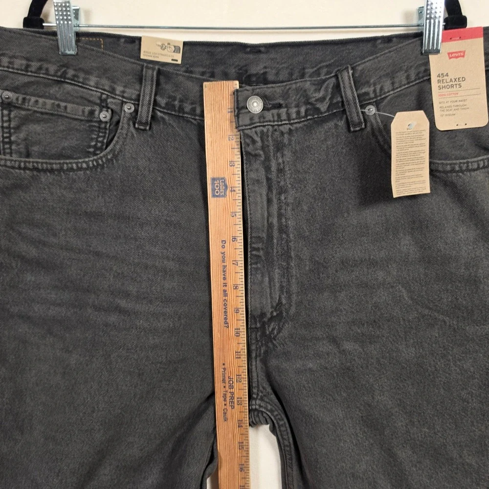 NEW Levi's 454 Relaxed Shorts Mens 40 Black Denim Cotton‎ Workwear Casual Grunge